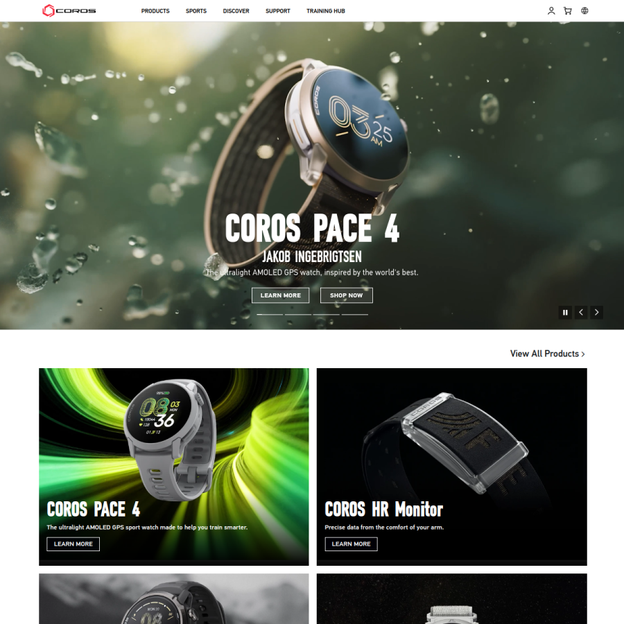 coros.com homepage screenshot