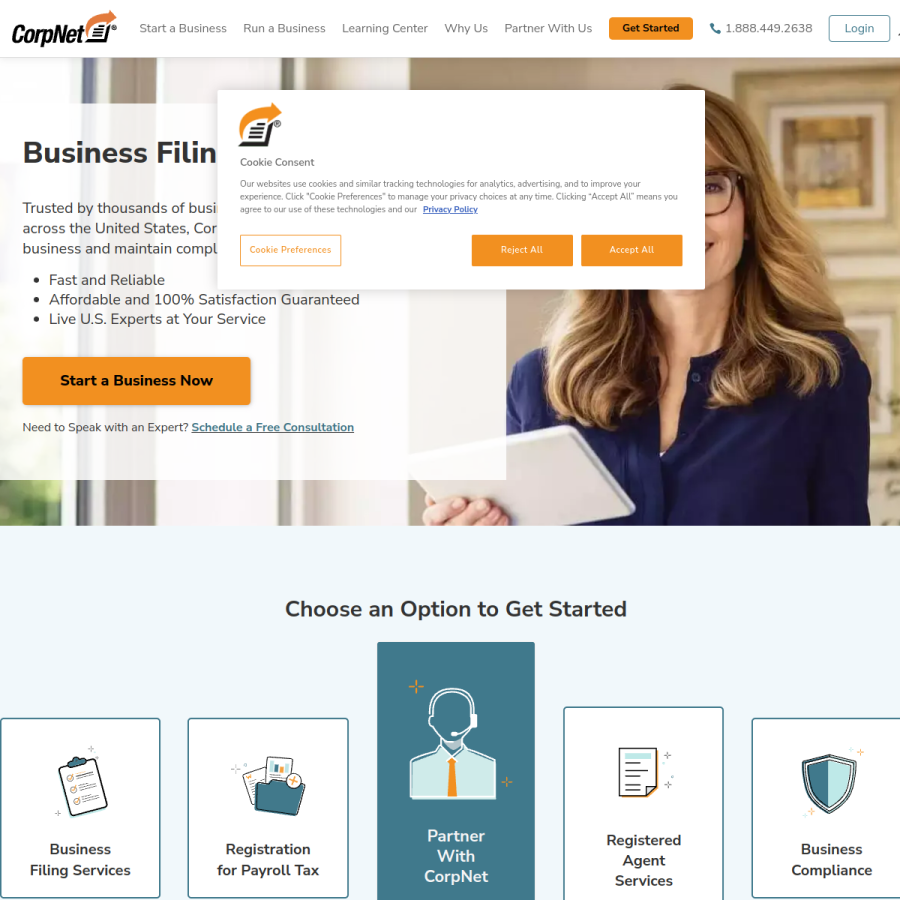 corpnet.com homepage screenshot