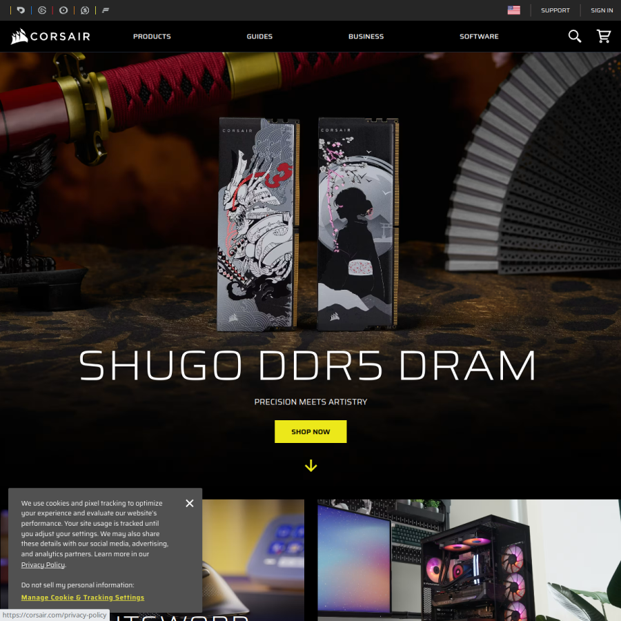 corsair.com homepage screenshot