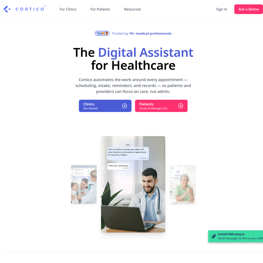 cortico.health homepage screenshot