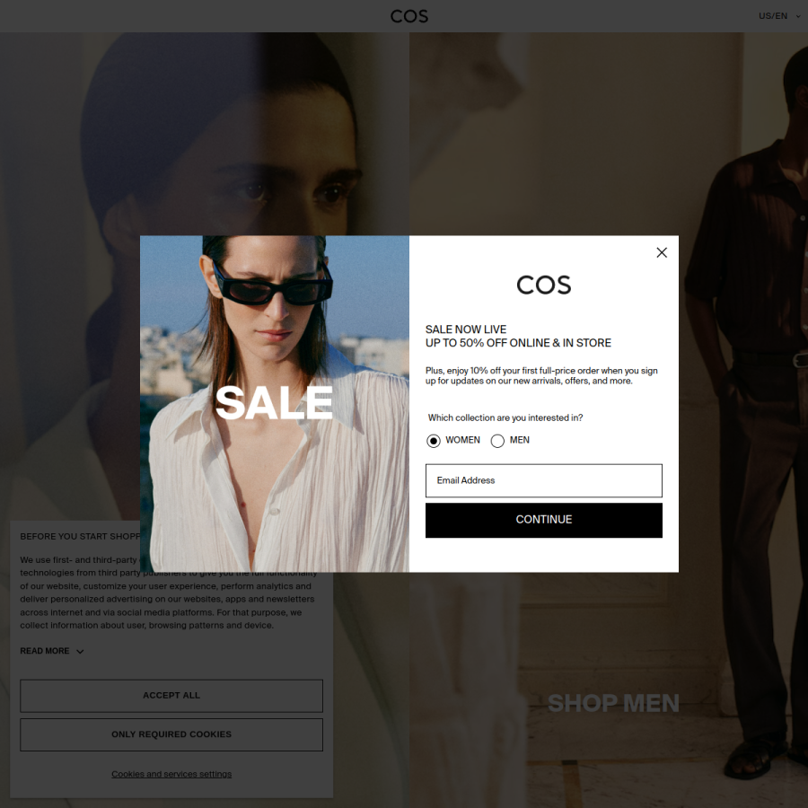 cos.com homepage screenshot