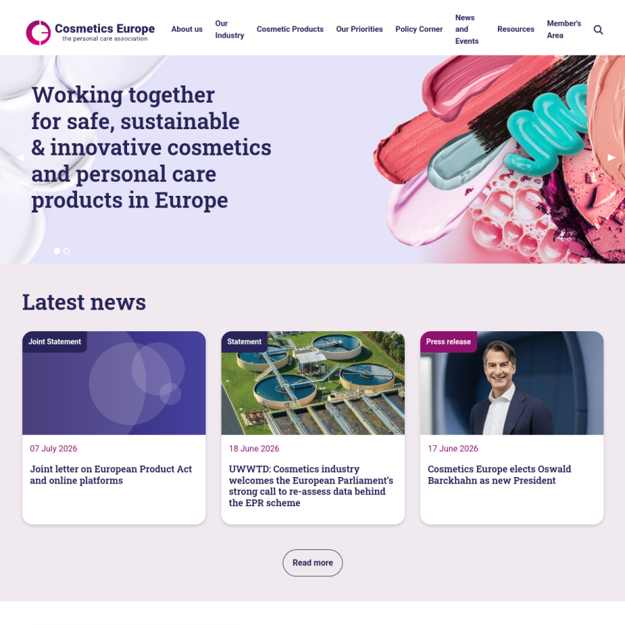 cosmeticseurope.eu homepage screenshot