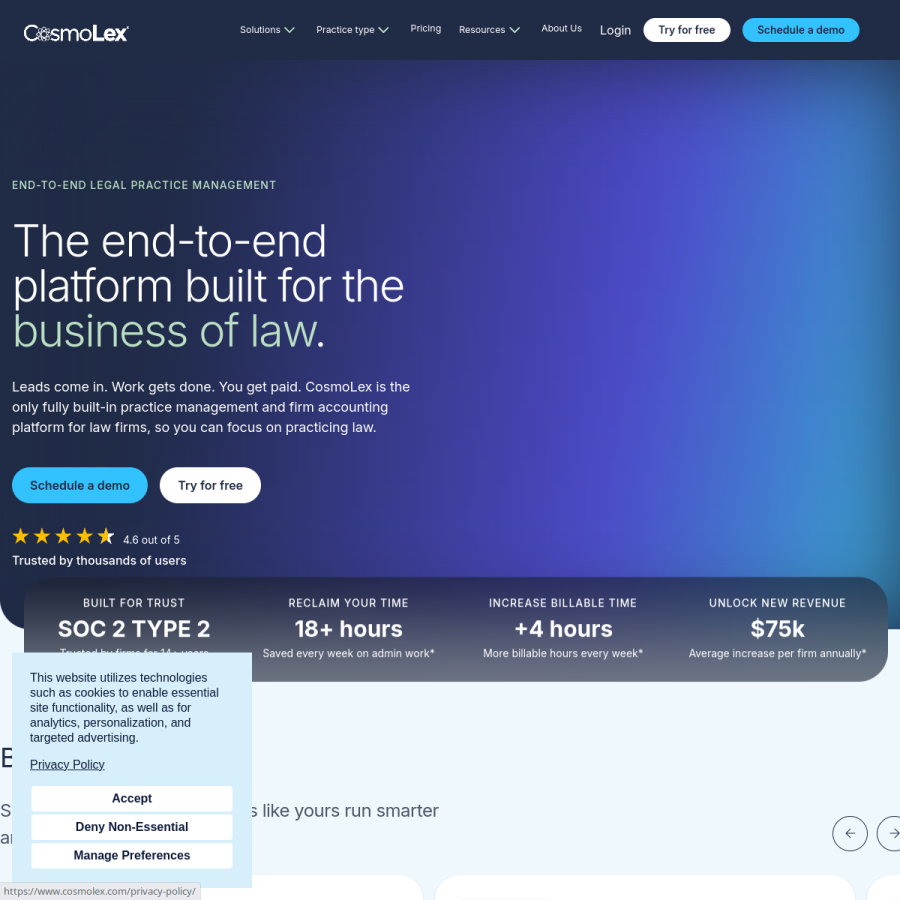 cosmolex.com homepage screenshot