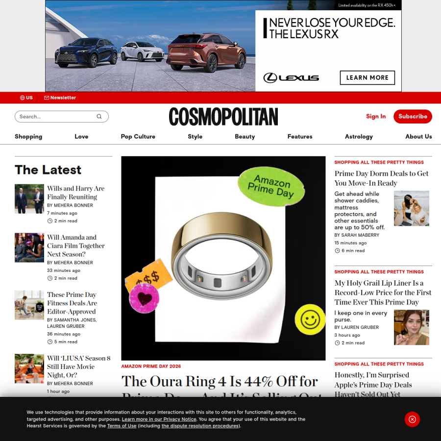 cosmopolitan.com homepage screenshot