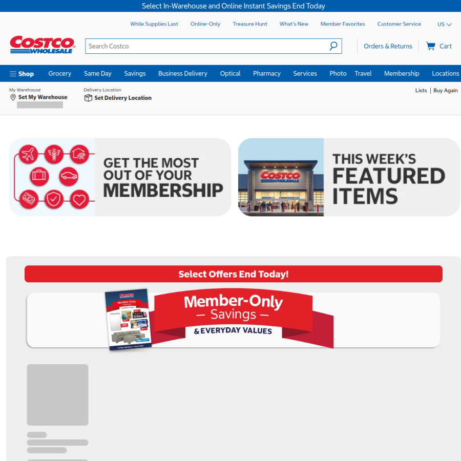 costco.com homepage screenshot
