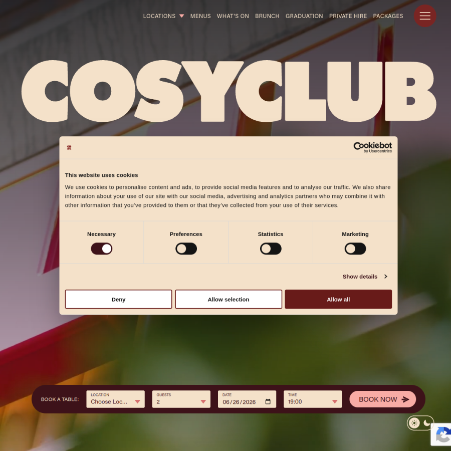 cosyclub.co.uk homepage screenshot
