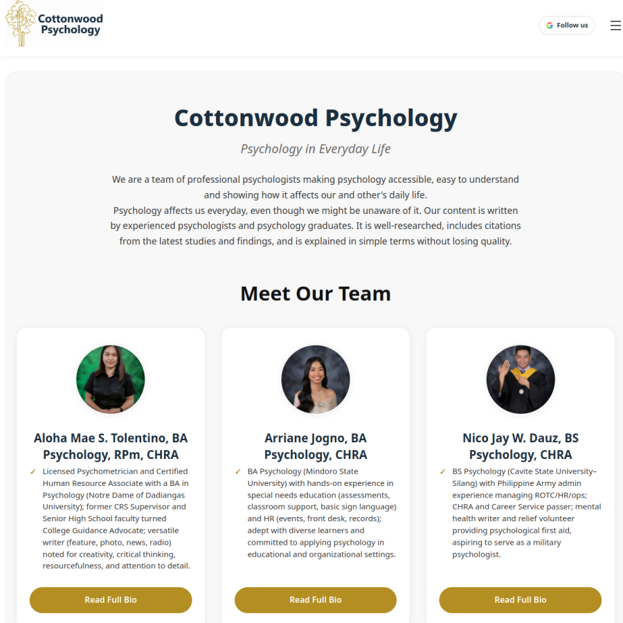 cottonwoodpsychology.com homepage screenshot