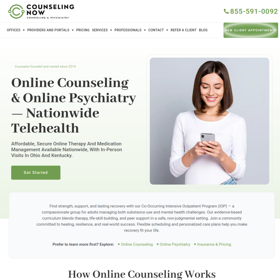 counselingnow.com homepage screenshot