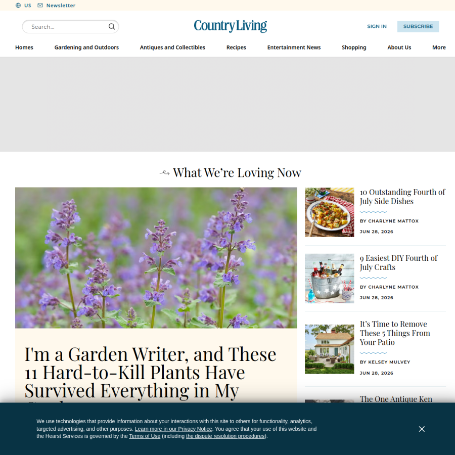 countryliving.com homepage screenshot