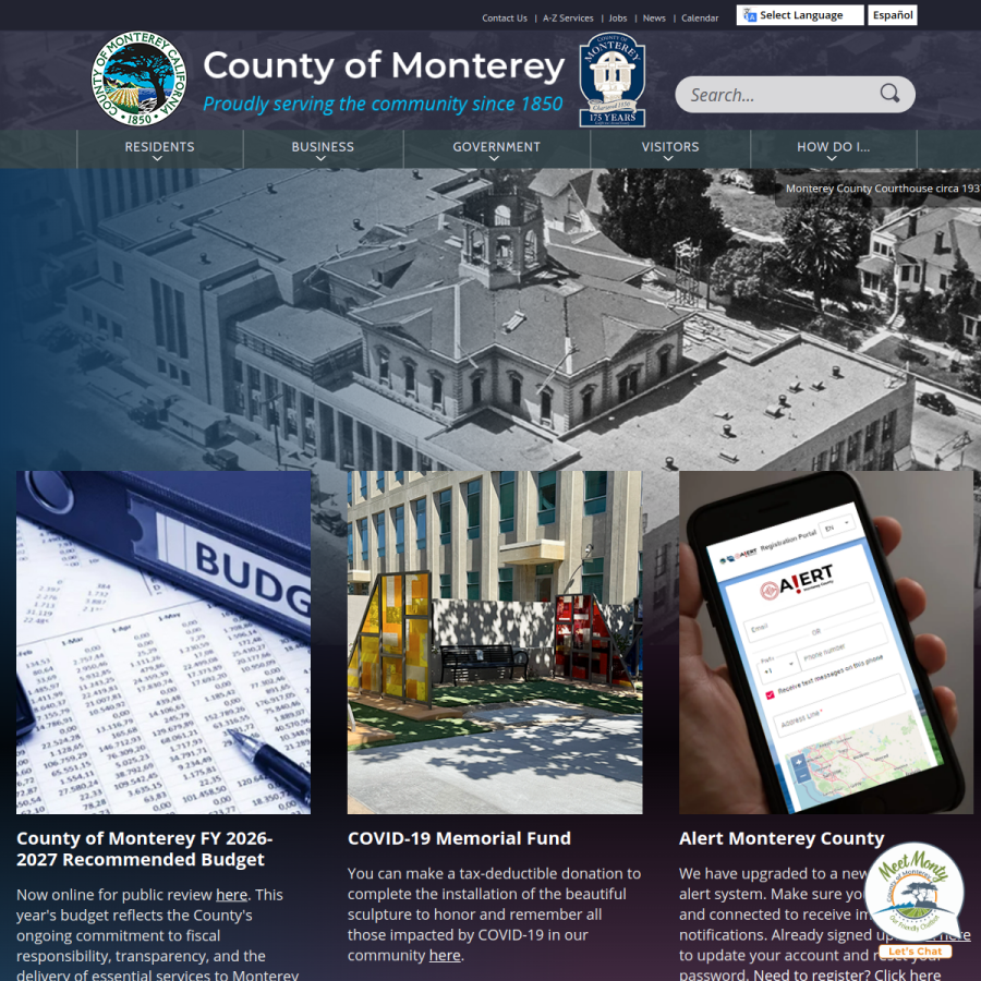 countyofmonterey.gov homepage screenshot