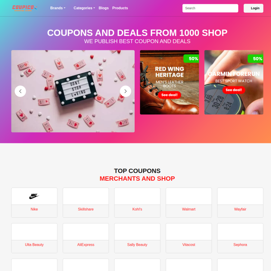 coupico.com homepage screenshot