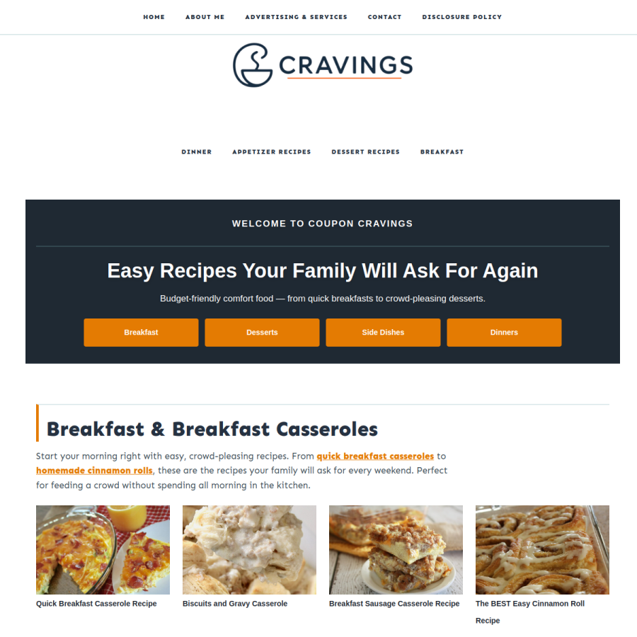 couponcravings.com homepage screenshot