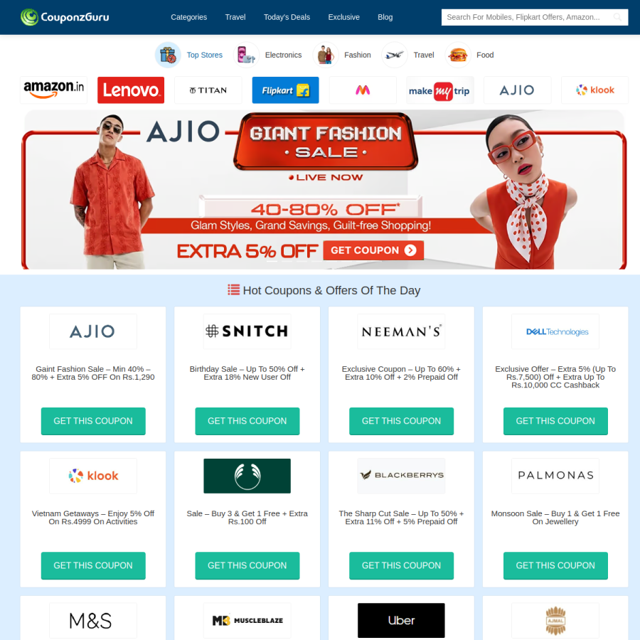 couponzguru.com homepage screenshot