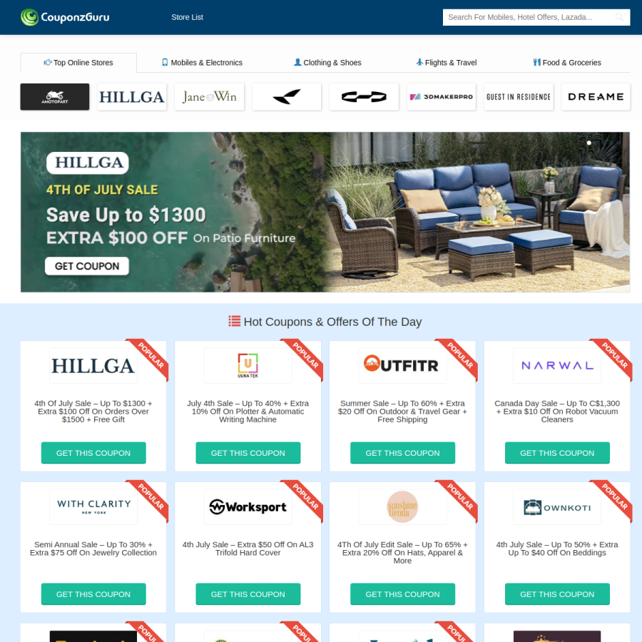 couponzguruusa.com homepage screenshot