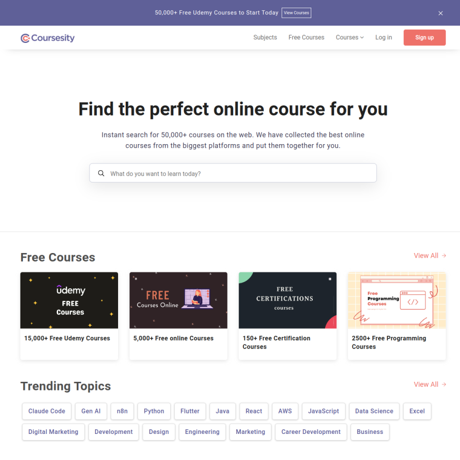 coursesity.com homepage screenshot