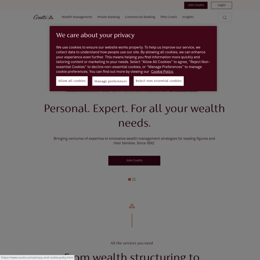 coutts.com homepage screenshot