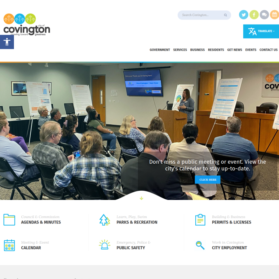 covingtonwa.gov homepage screenshot