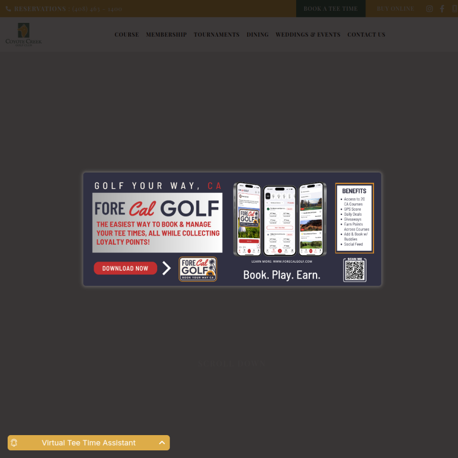 coyotecreekgolf.com homepage screenshot