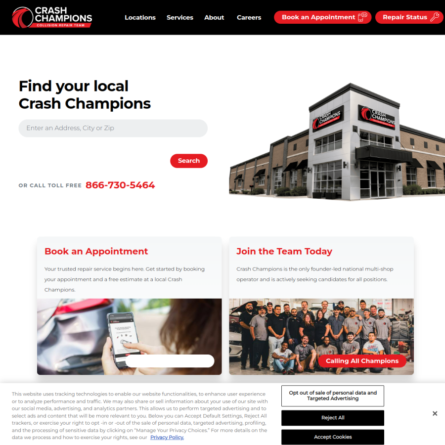 crashchampions.com homepage screenshot