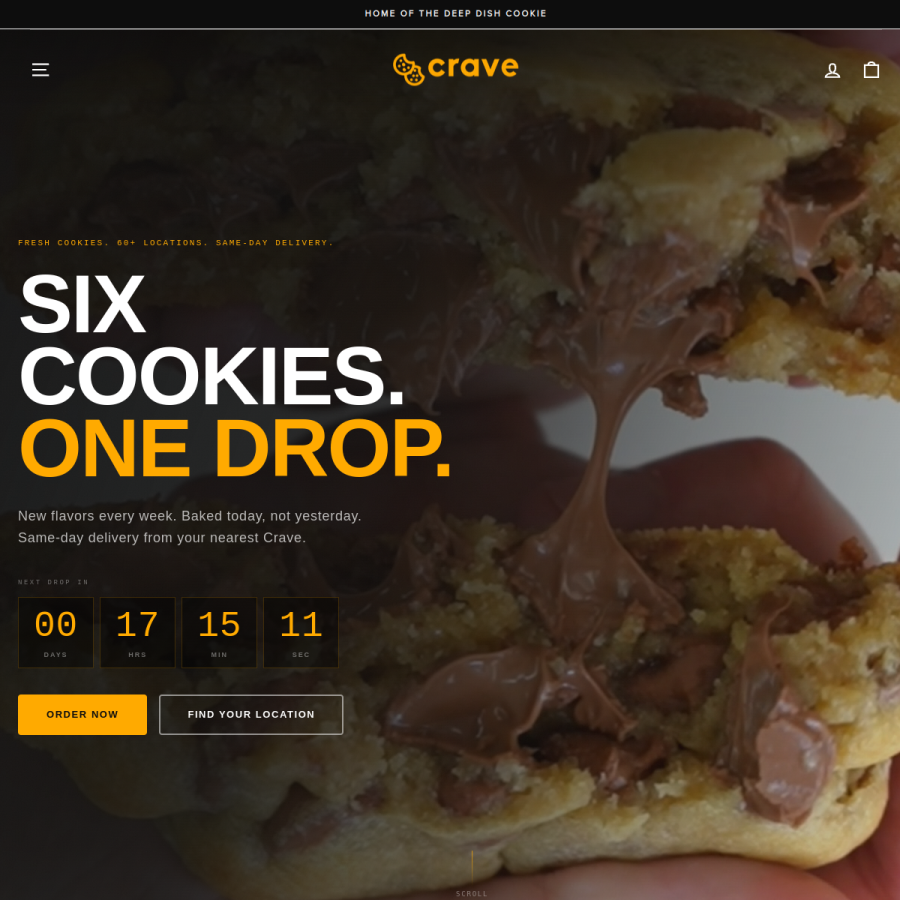 cravecookies.com homepage screenshot