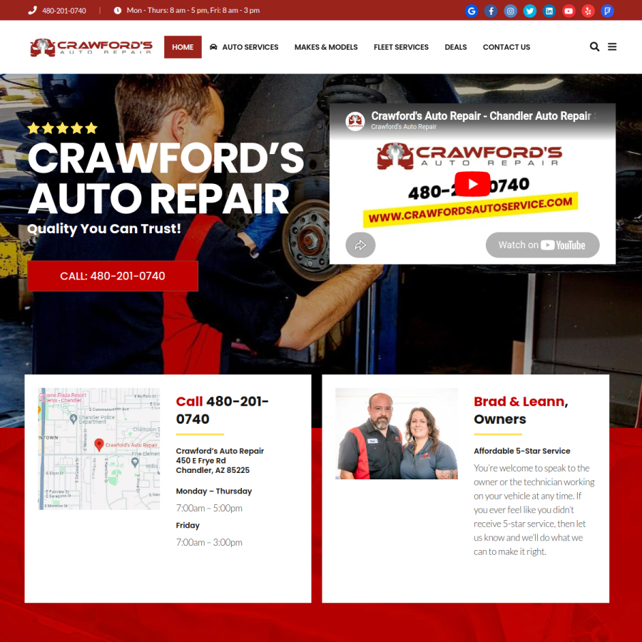 crawfordsautoservice.com homepage screenshot