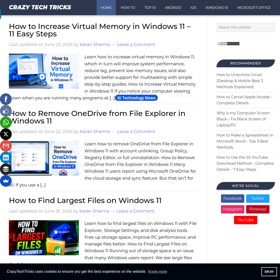 crazytechtricks.com homepage screenshot