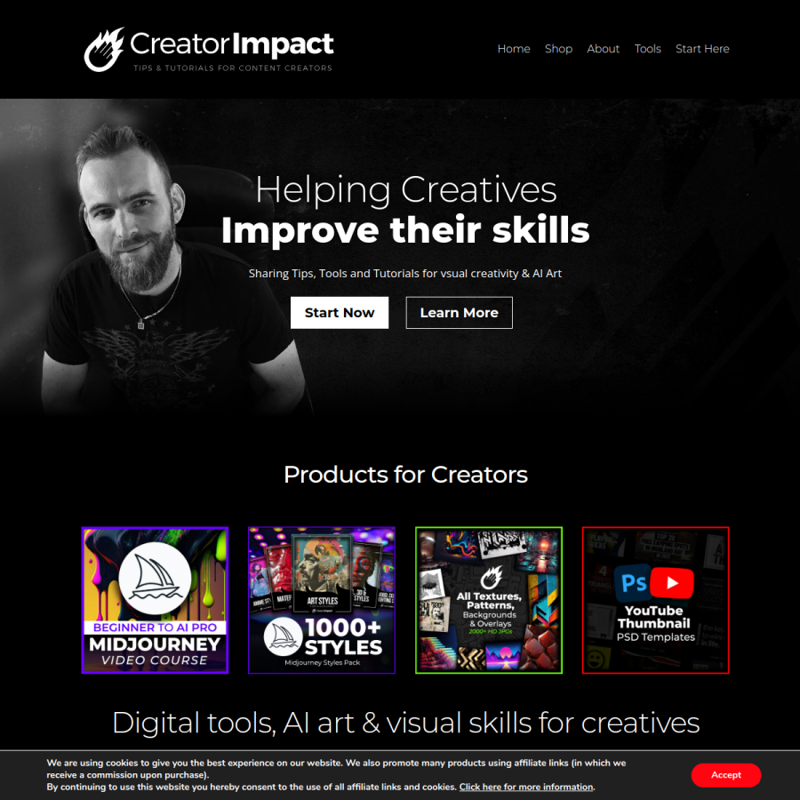 creatorimpact.com homepage screenshot