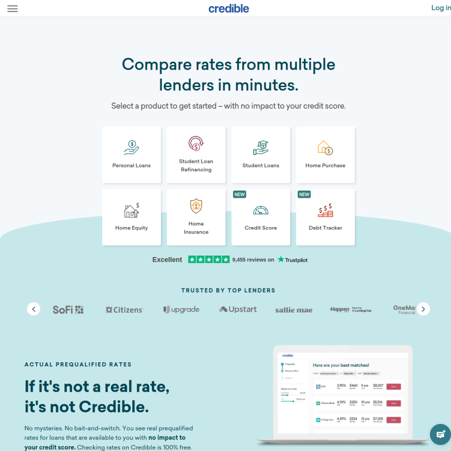 credible.com homepage screenshot