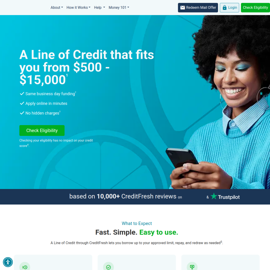 creditfresh.com homepage screenshot