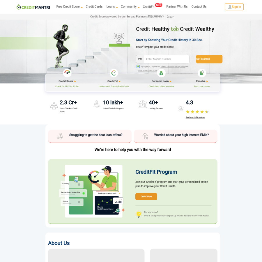 creditmantri.com homepage screenshot