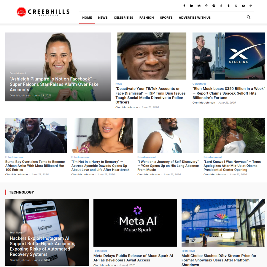 creebhills.com homepage screenshot
