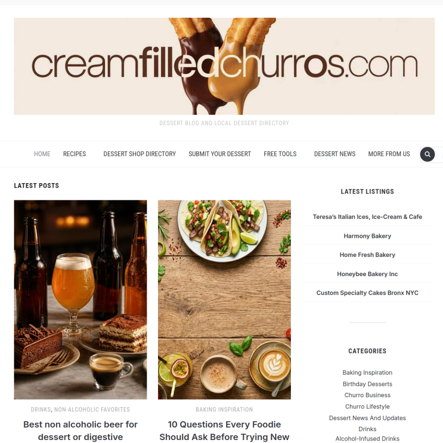 cremefilledchurros.com homepage screenshot