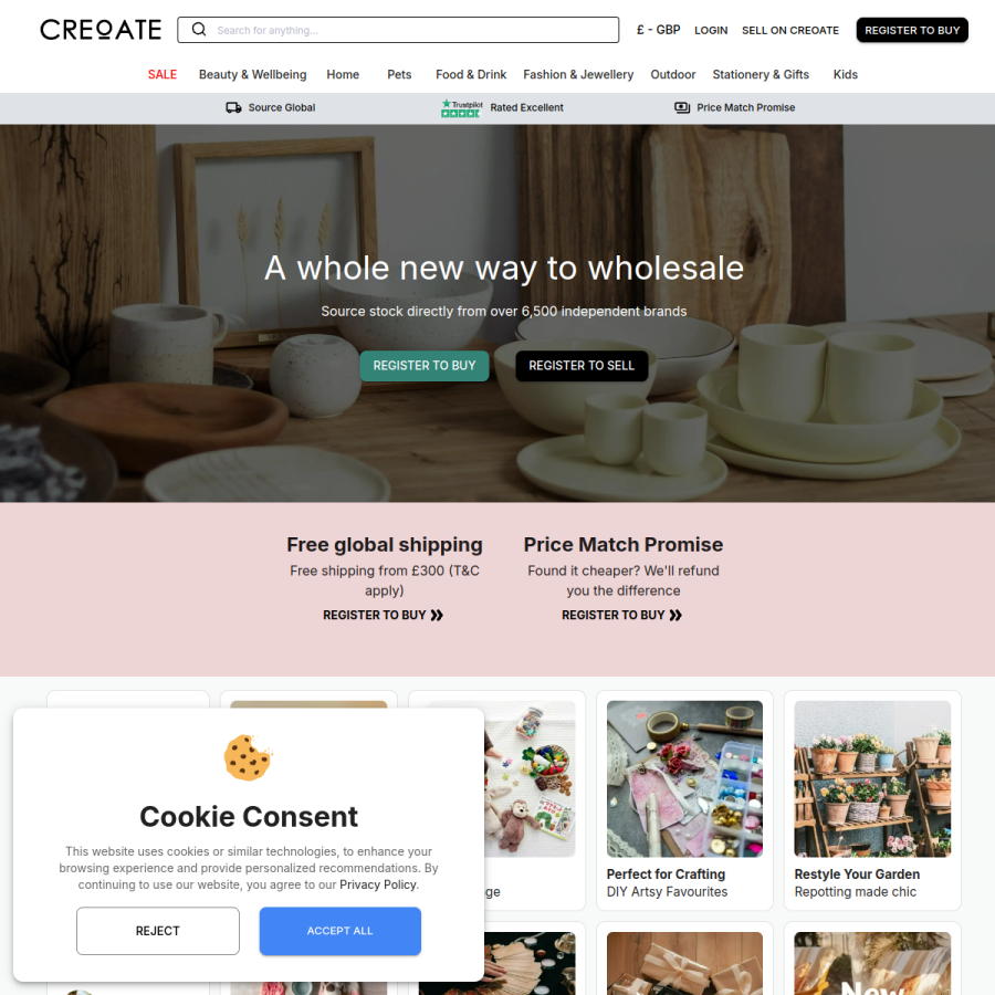 creoate.com homepage screenshot