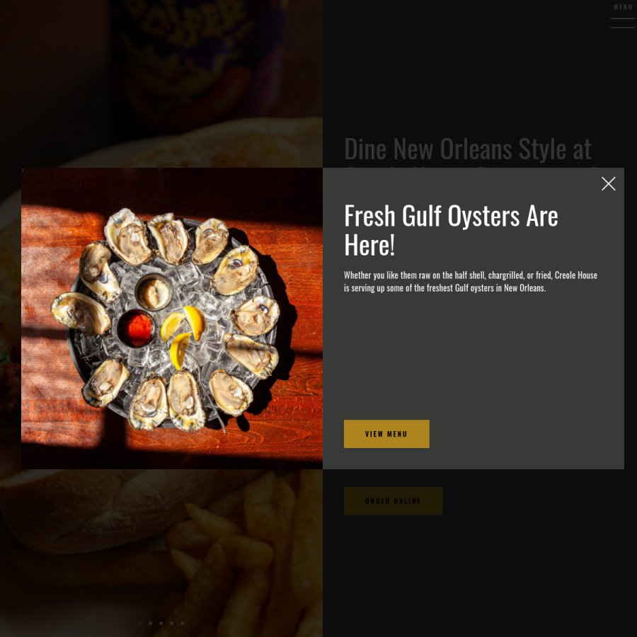 creolehouserestaurant.com homepage screenshot