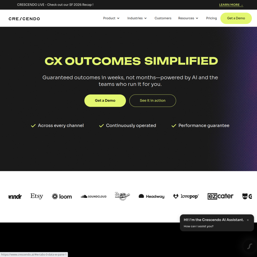 crescendo.ai homepage screenshot