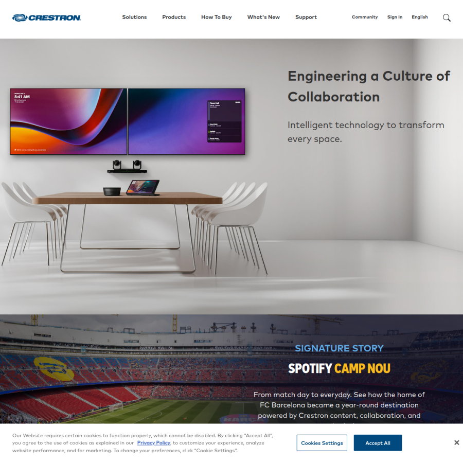 crestron.com homepage screenshot