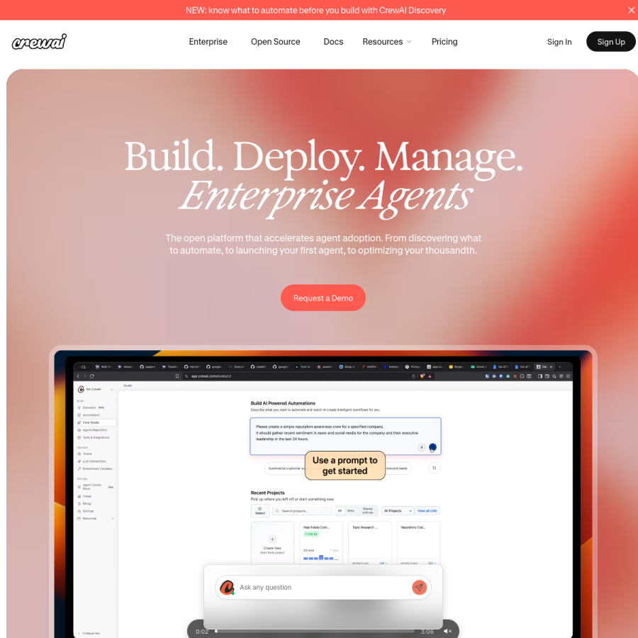 crewai.com homepage screenshot