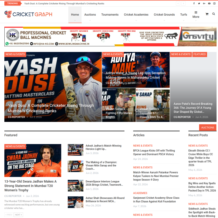 cricketgraph.com homepage screenshot