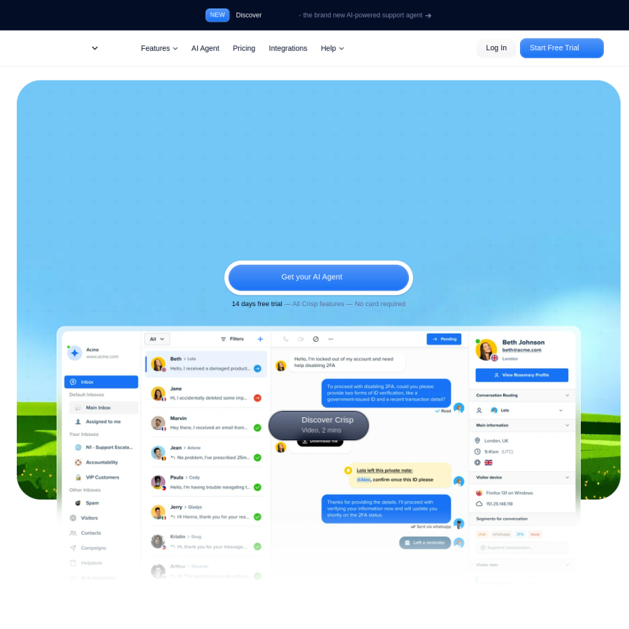 crisp.chat homepage screenshot