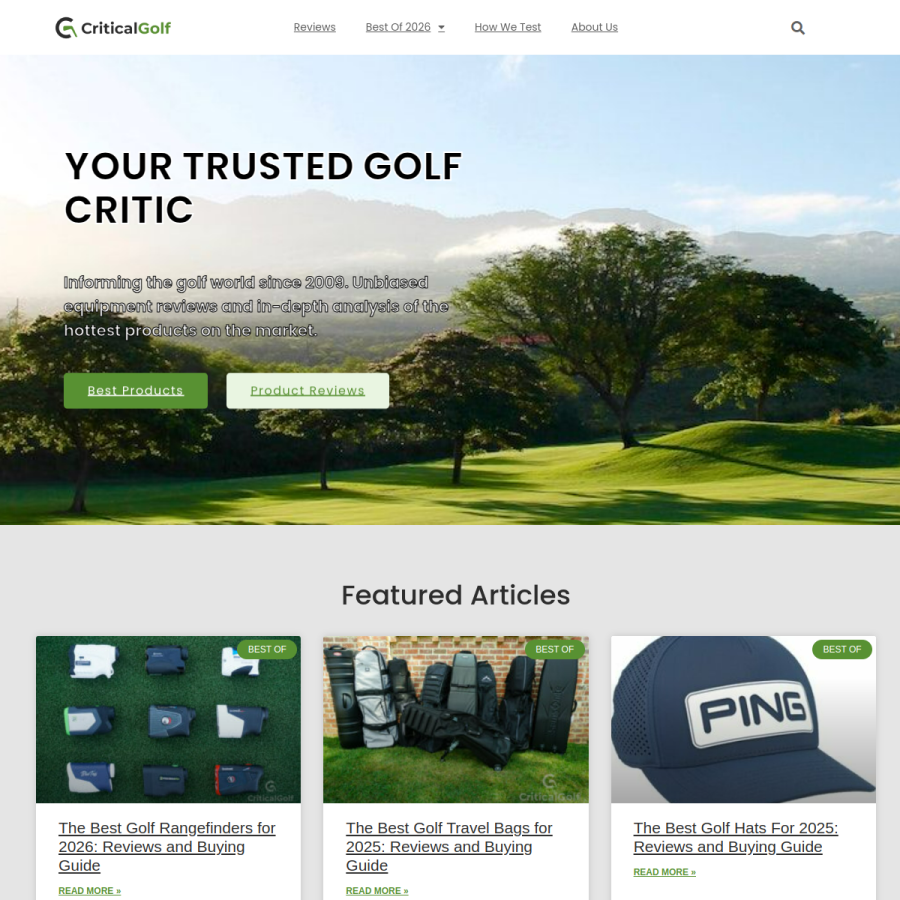 criticalgolf.com homepage screenshot