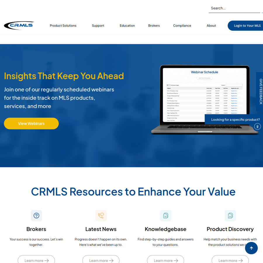 crmls.org homepage screenshot