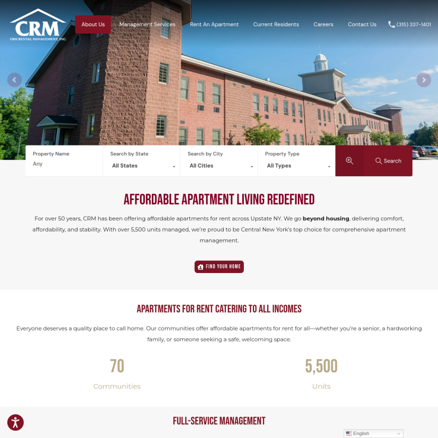 crmrentalmgmt.com homepage screenshot