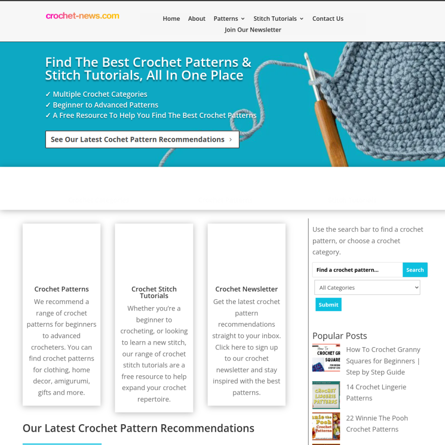 crochet-news.com homepage screenshot