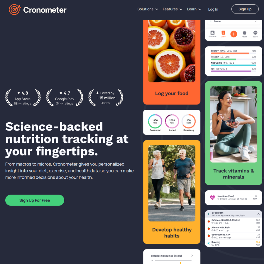 cronometer.com homepage screenshot