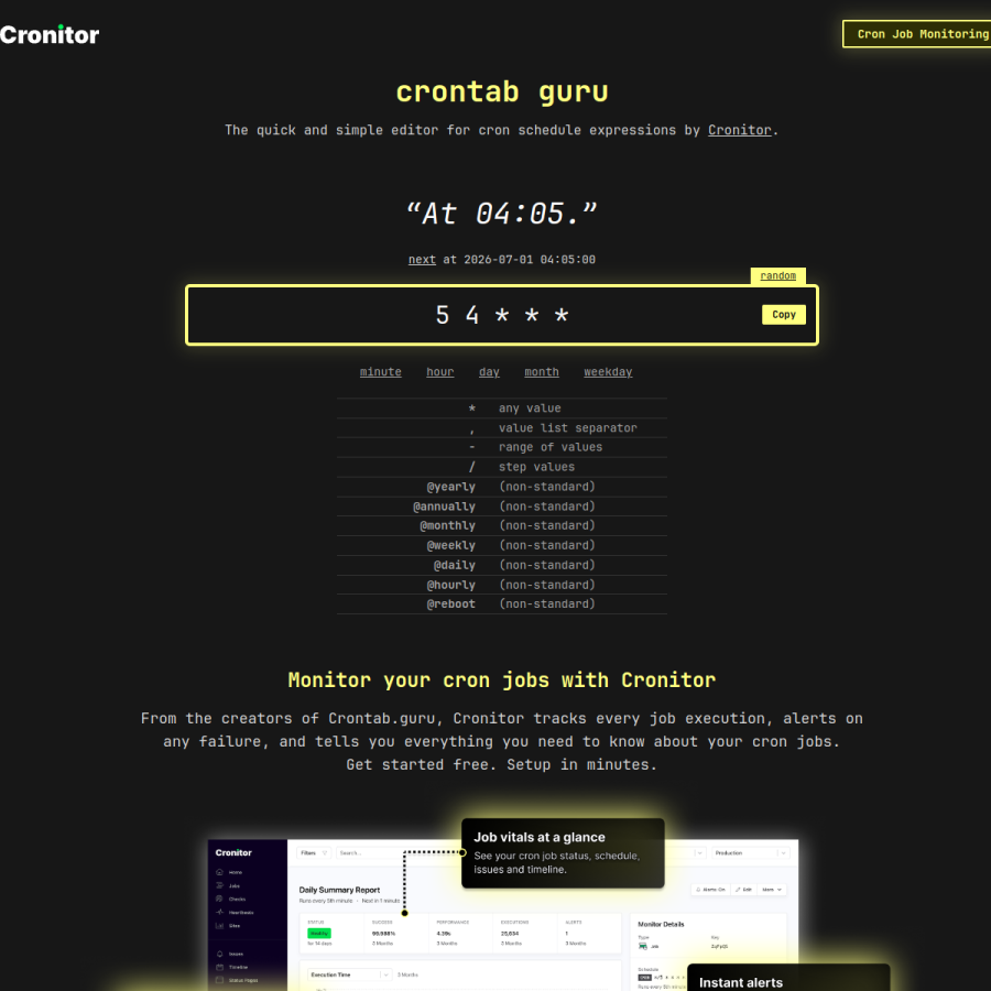 crontab.guru homepage screenshot