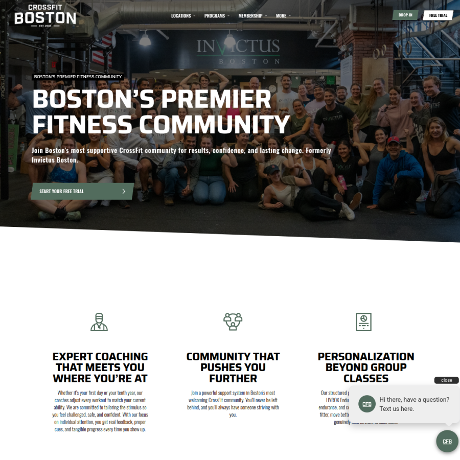 crossfitboston.com homepage screenshot