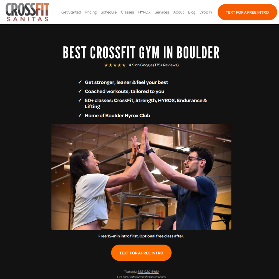 crossfitsanitas.com homepage screenshot
