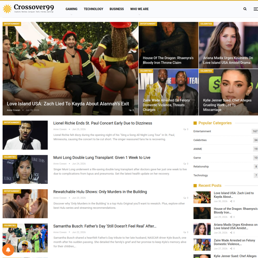 crossover99.com homepage screenshot