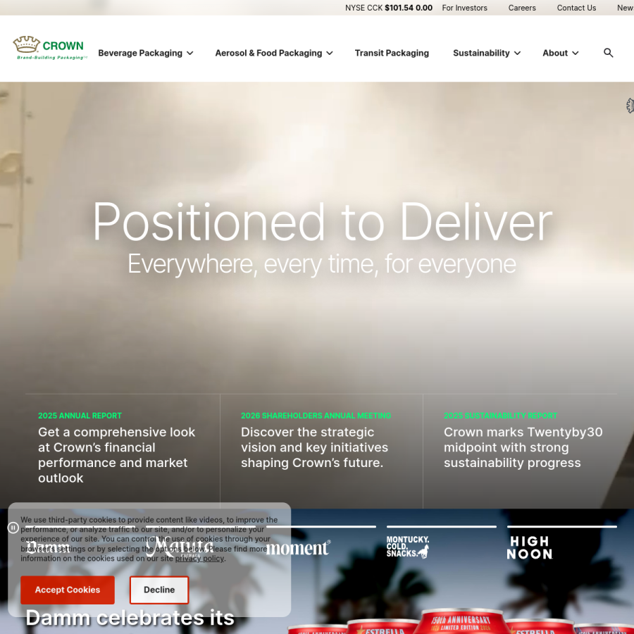 crowncork.com homepage screenshot