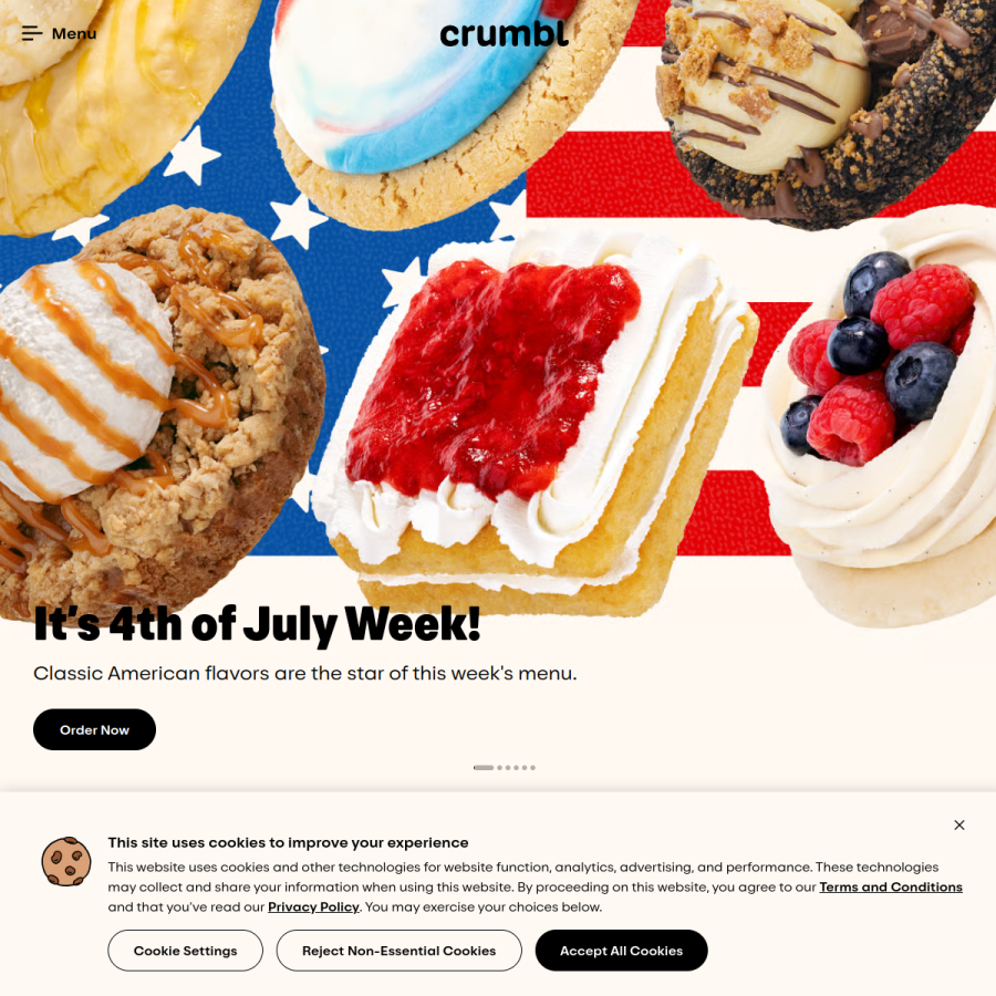 crumblcookies.com homepage screenshot